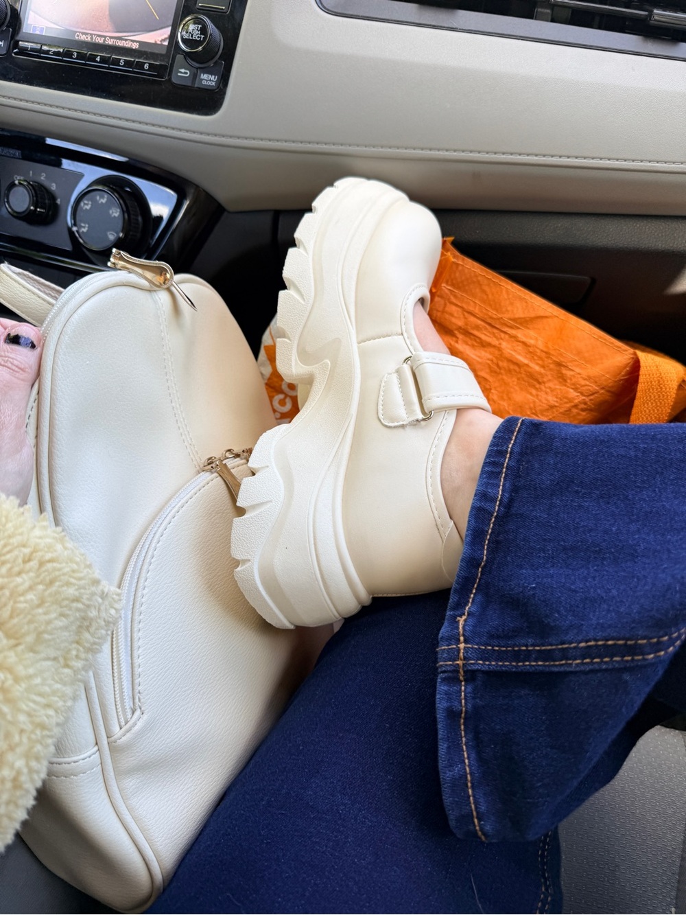 Adult Cream Mary Jane Strap Shoes